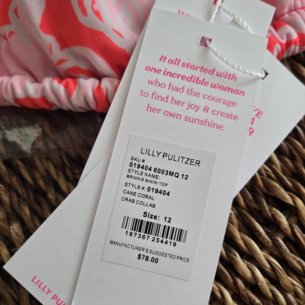 Lilly Pulitzer Brinnie Bikini Top Cane Coral Crab Collab - Picture 4 of 4